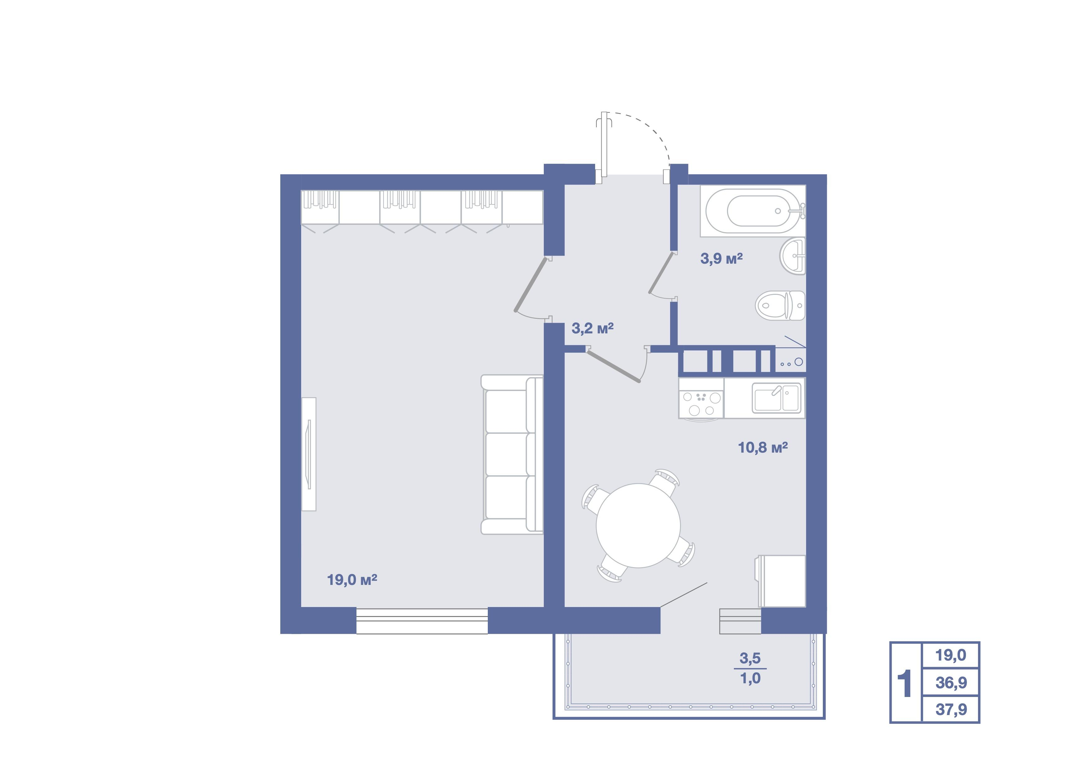 1-комнатная 37 м2 в ЖК Озерки корпус null этаж 15