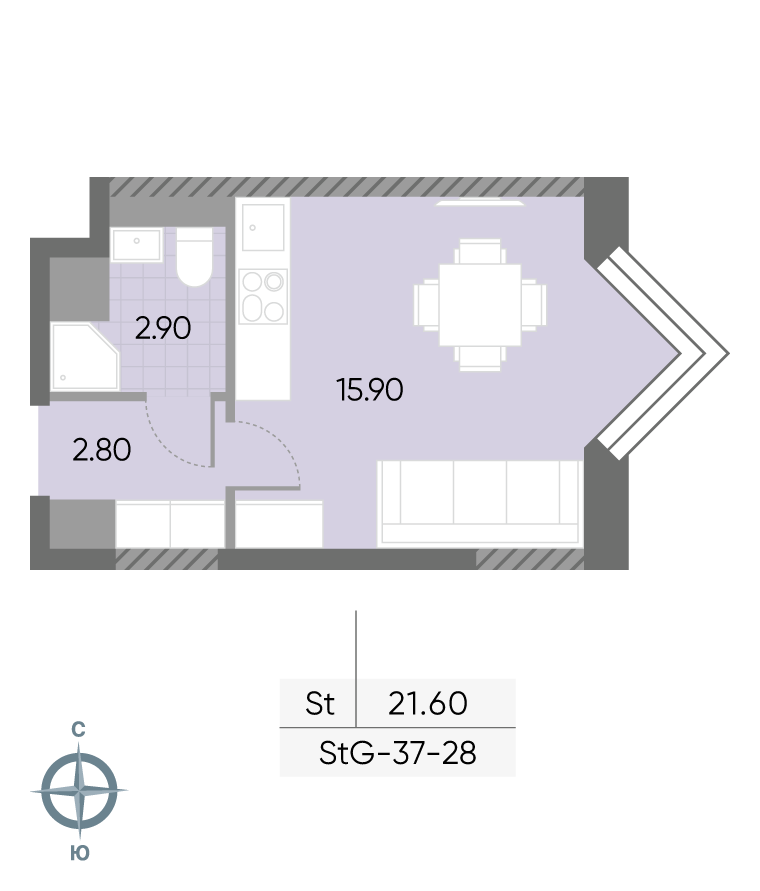 Студия 21 м2 в ЖК Wave корпус null этаж 28