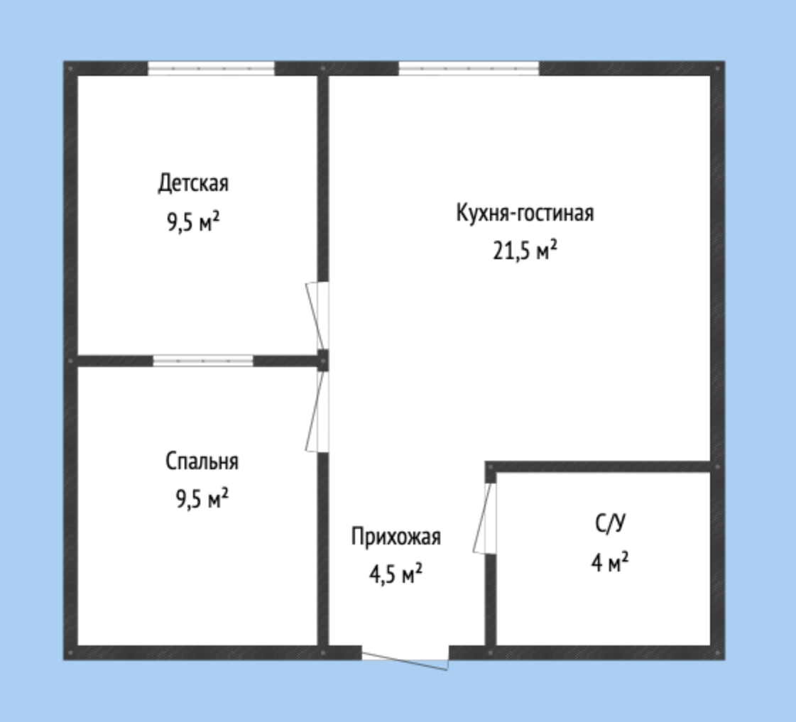 3-комнатная 50 м2 в ЖК undefined корпус null этаж 7