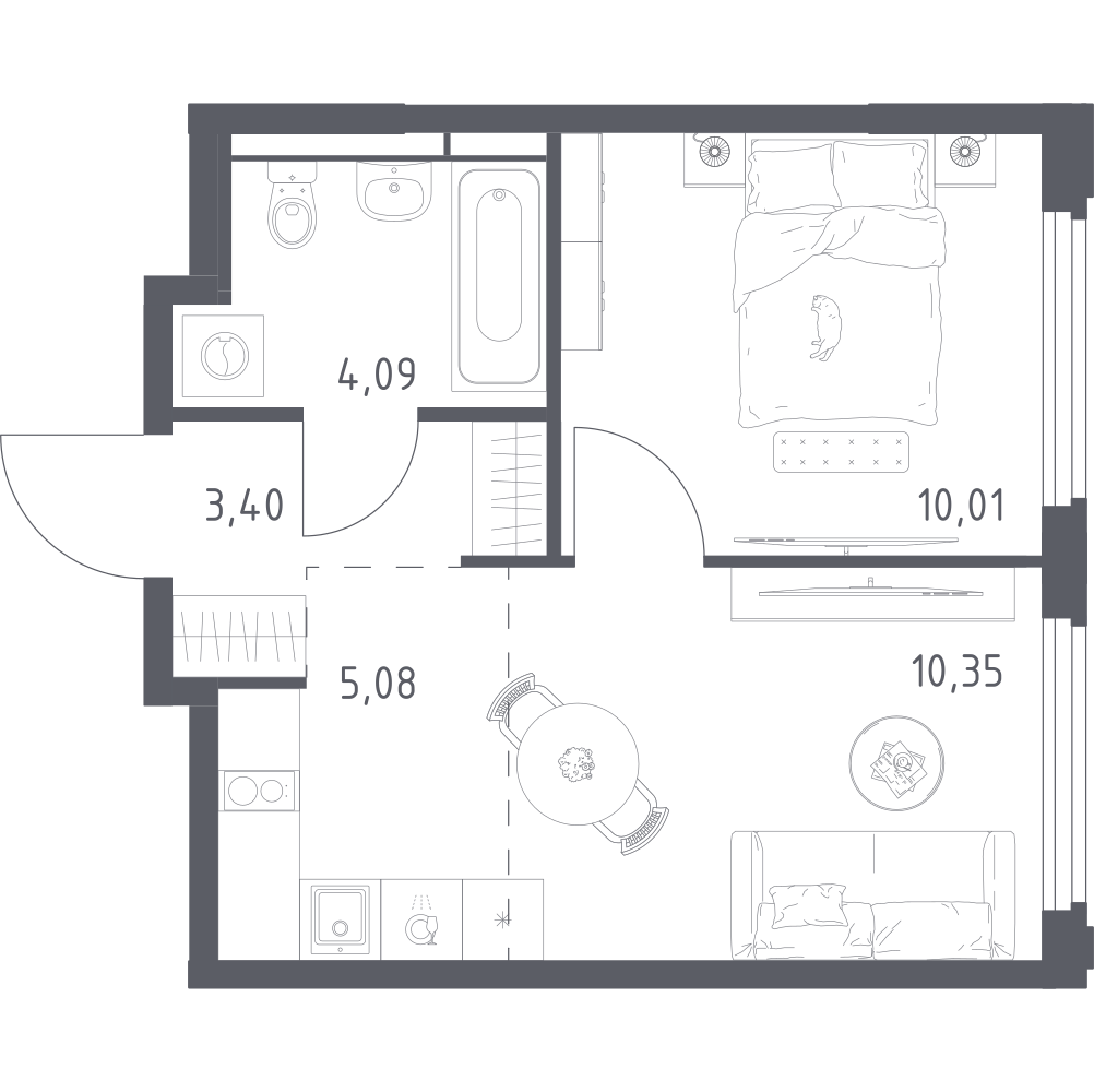 Студия 32 м2 в ЖК Космический Квартал корпус null этаж 11