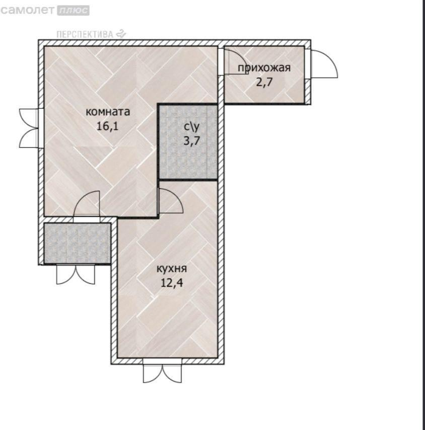 1-комнатная 37 м2 в ЖК undefined корпус null этаж 3