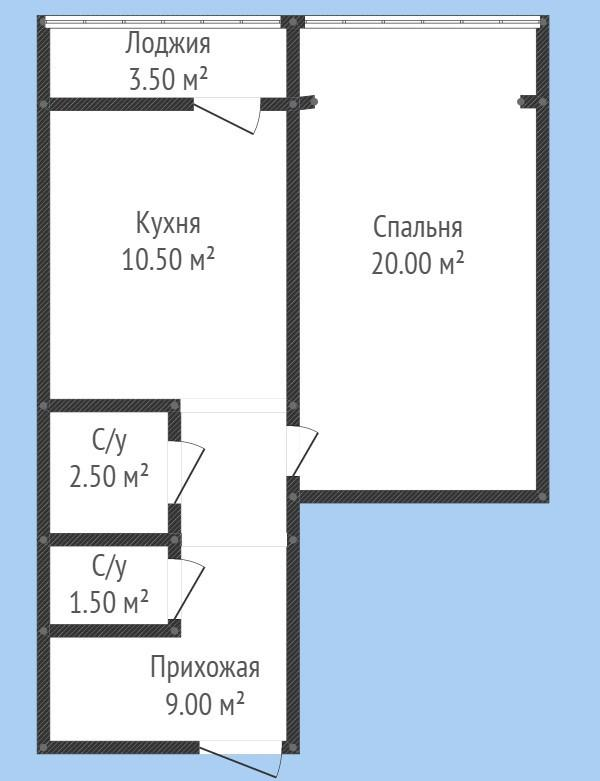 1-комнатная 47 м2 в ЖК undefined корпус null этаж 4