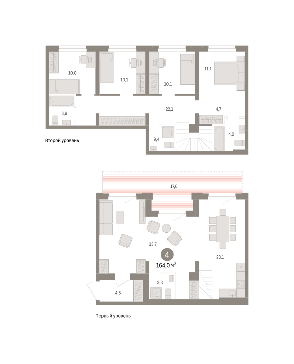 4-комнатная 164 м2 в ЖК Речной порт корпус null этаж 2