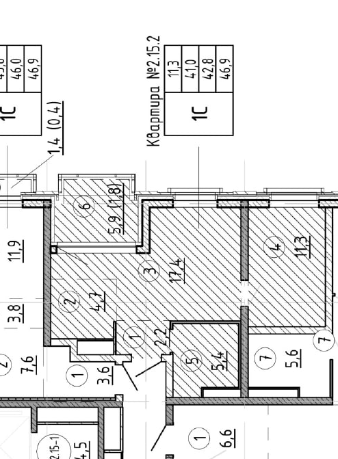 2-комнатная 46.9 м2 в ЖК undefined корпус null этаж 15