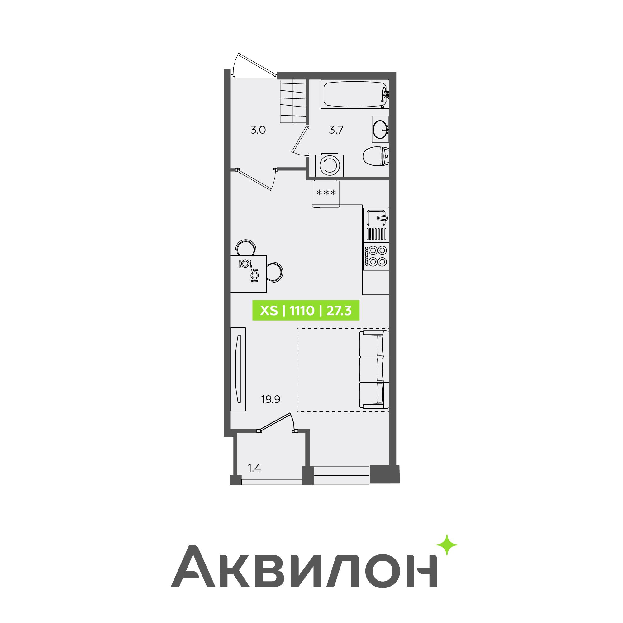 Студия 27 м2 в ЖК FoRest Аквилон корпус null этаж 1