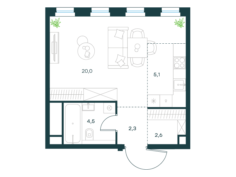 1-комнатная 34 м2 в ЖК Левел Селигерская корпус null этаж 35