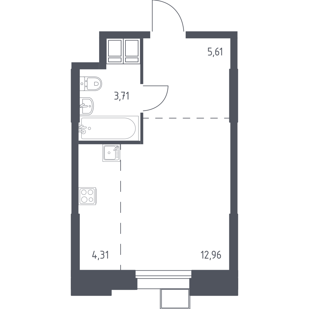 Студия 26 м2 в ЖК Тропарево Парк корпус null этаж 6