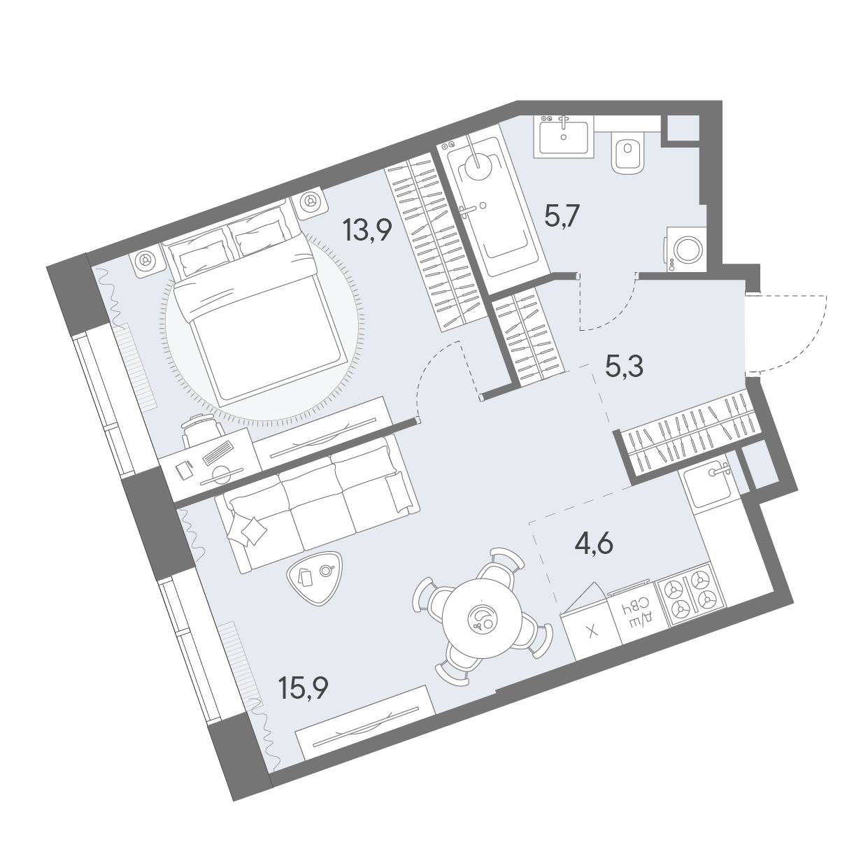 2-комнатная 45 м2 в ЖК Родина Переделкино корпус null этаж 5