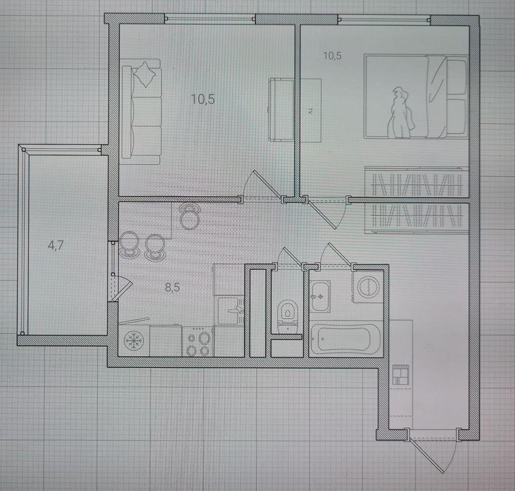 2-комнатная 43.3 м2 в ЖК undefined корпус null этаж 3