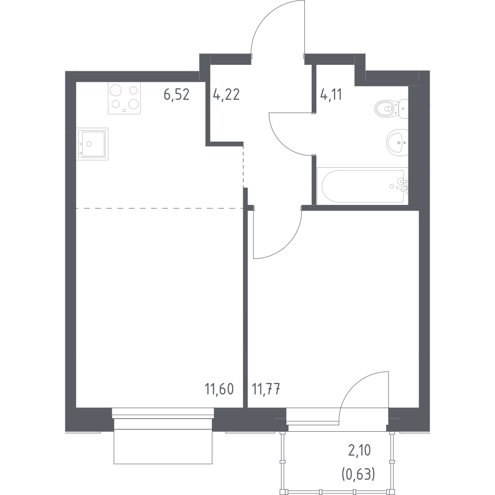 Студия 38 м2 в ЖК Новое Внуково корпус null этаж 3