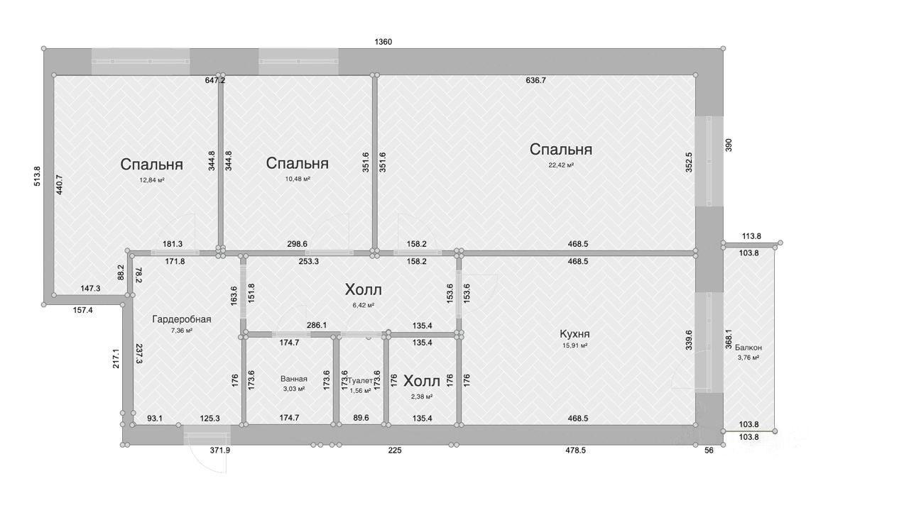 1-комнатная 85.8 м2 в ЖК undefined корпус null этаж 3