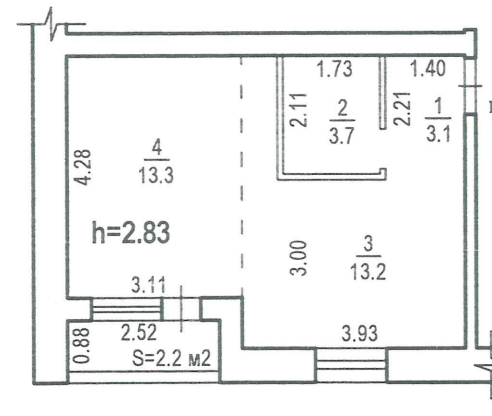 1-комнатная 33.3 м2 в ЖК undefined корпус null этаж 2