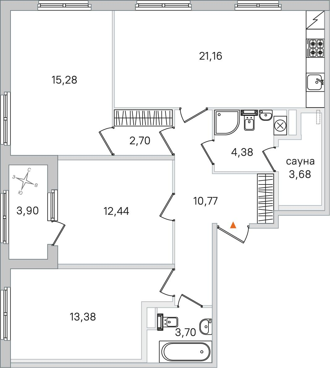 3-комнатная 89 м2 в ЖК Дубровский корпус null этаж 1