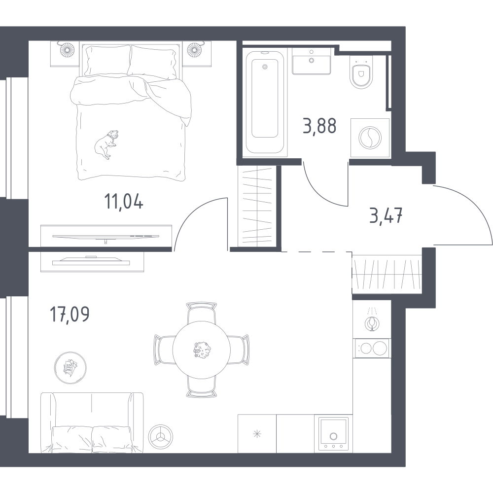 1-комнатная 35 м2 в ЖК Литературный Квартал корпус null этаж 10