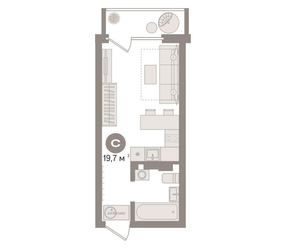 Студия 19.7 м2 в ЖК undefined корпус null этаж 8