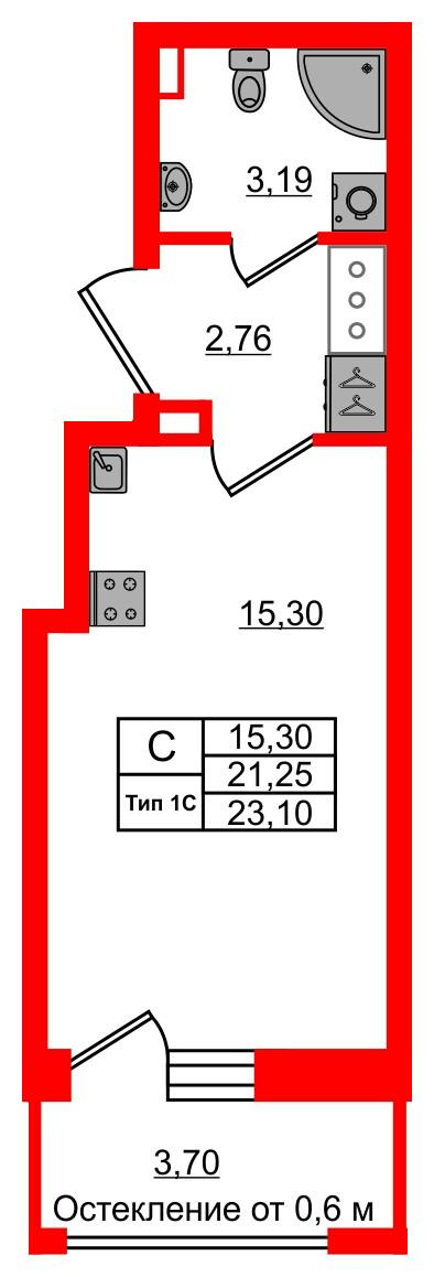 Студия 21 м2 в ЖК Setl Ривьера корпус null этаж 11