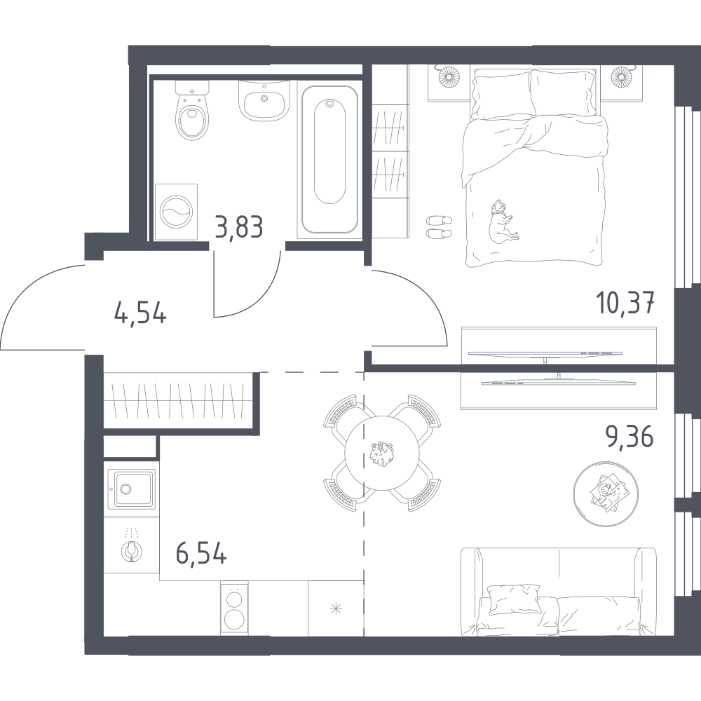 Студия 34 м2 в ЖК Остафьево корпус null этаж 3