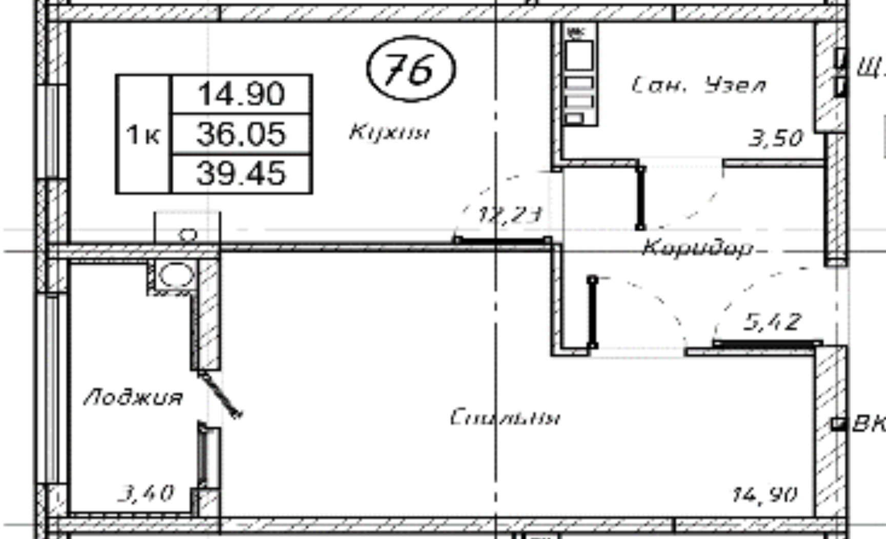 1-комнатная 36.5 м2 в ЖК undefined корпус null этаж 4