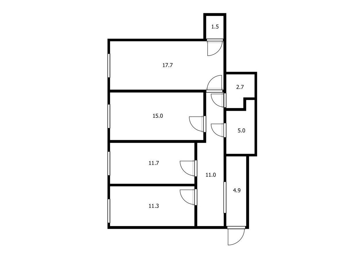 3-комнатная 80.8 м2 в ЖК undefined корпус null этаж 3