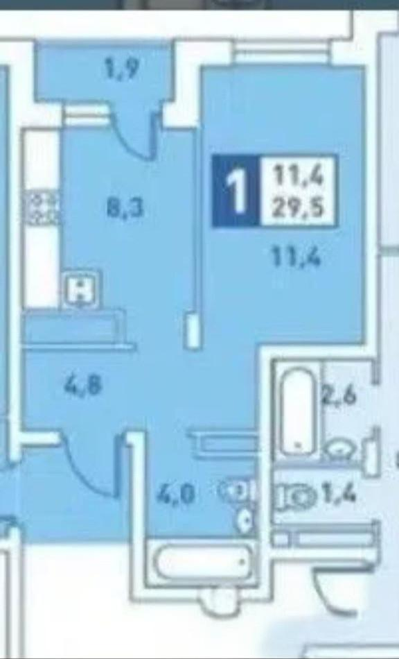 1-комнатная 28.5 м2 в ЖК undefined корпус null этаж 3