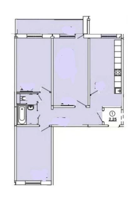 3-комнатная 68.7 м2 в ЖК undefined корпус null этаж 6