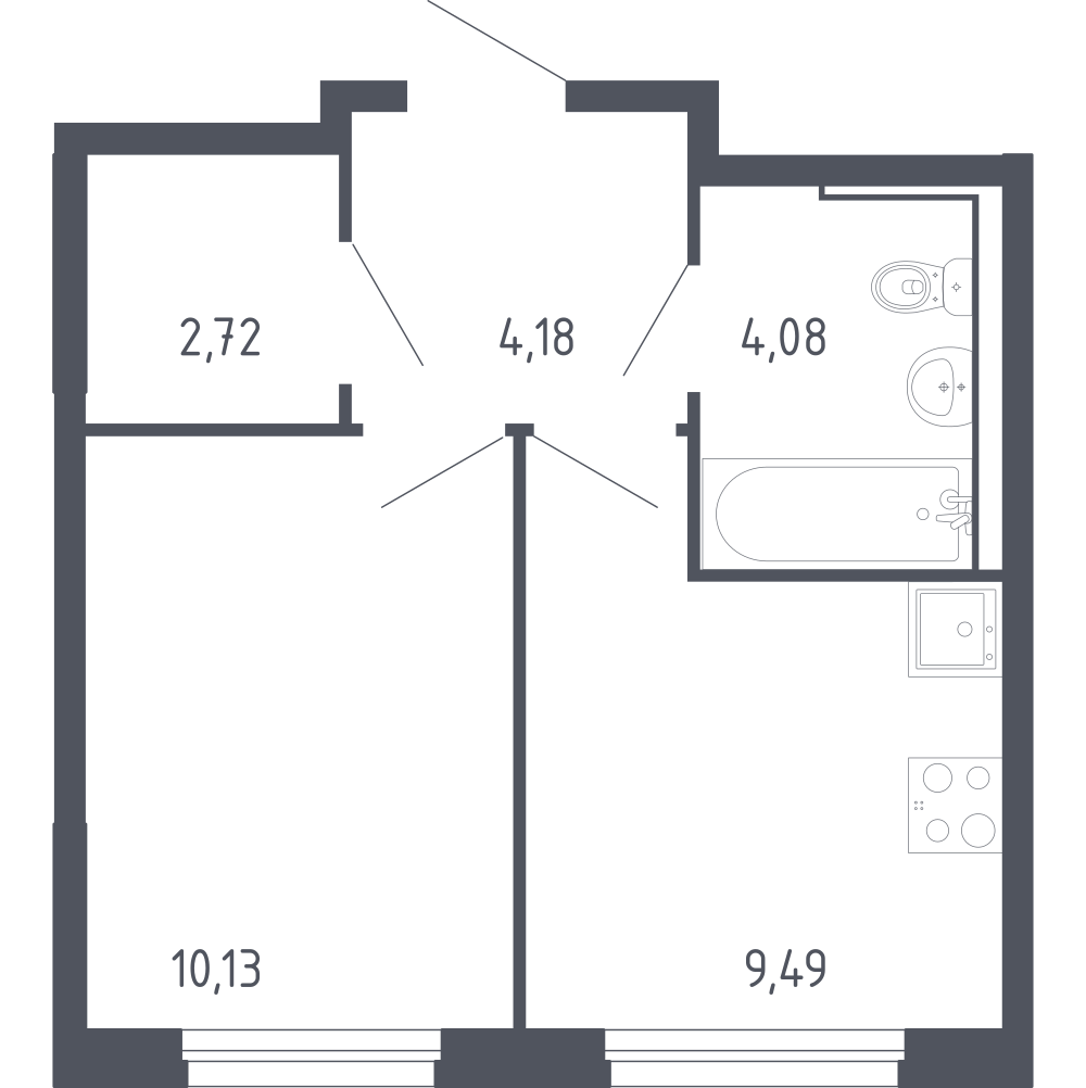 1-комнатная 30 м2 в ЖК Чаркова 72 корпус null этаж 13