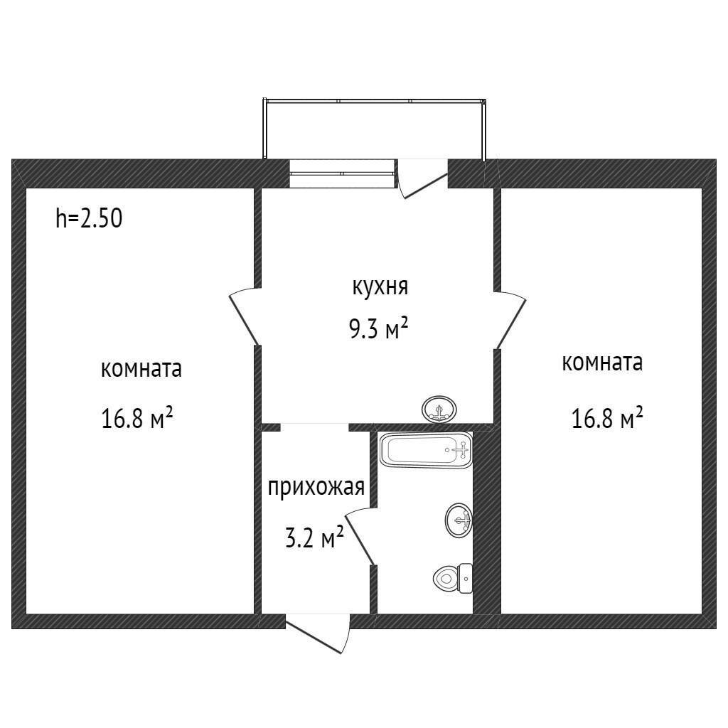 2-комнатная 48.8 м2 в ЖК undefined корпус null этаж 4