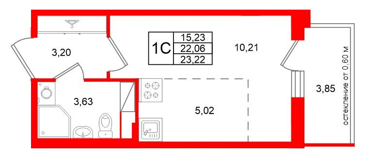 Студия 22 м2 в ЖК Титул в Московском корпус null этаж 8