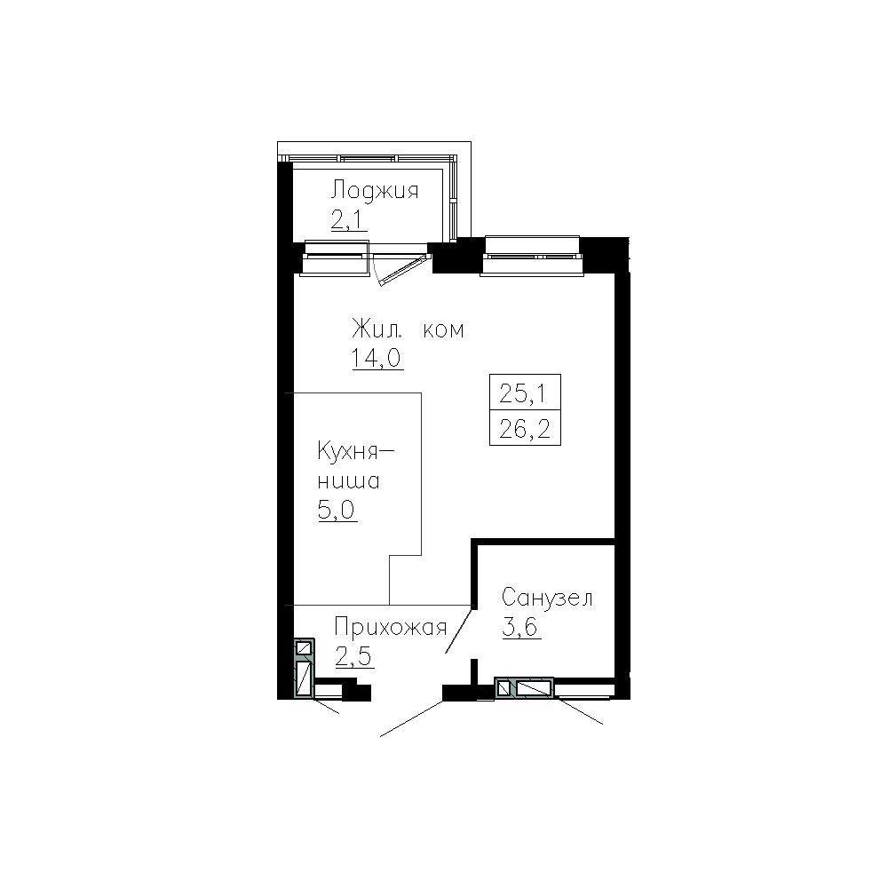 Студия 27 м2 в ЖК Сердце квартала корпус null этаж 10