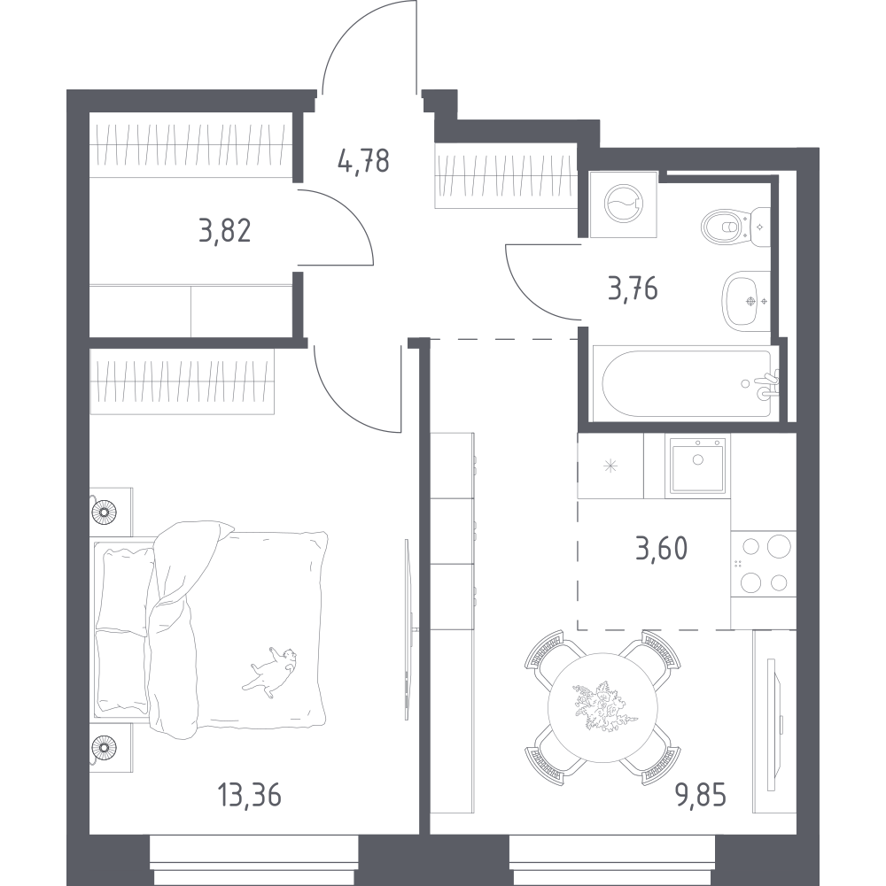 Студия 39 м2 в ЖК Живи! В Рыбацком корпус null этаж 3