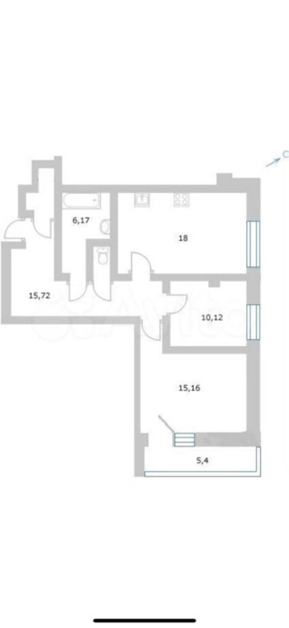 2-комнатная 66.3 м2 в ЖК undefined корпус null этаж 17