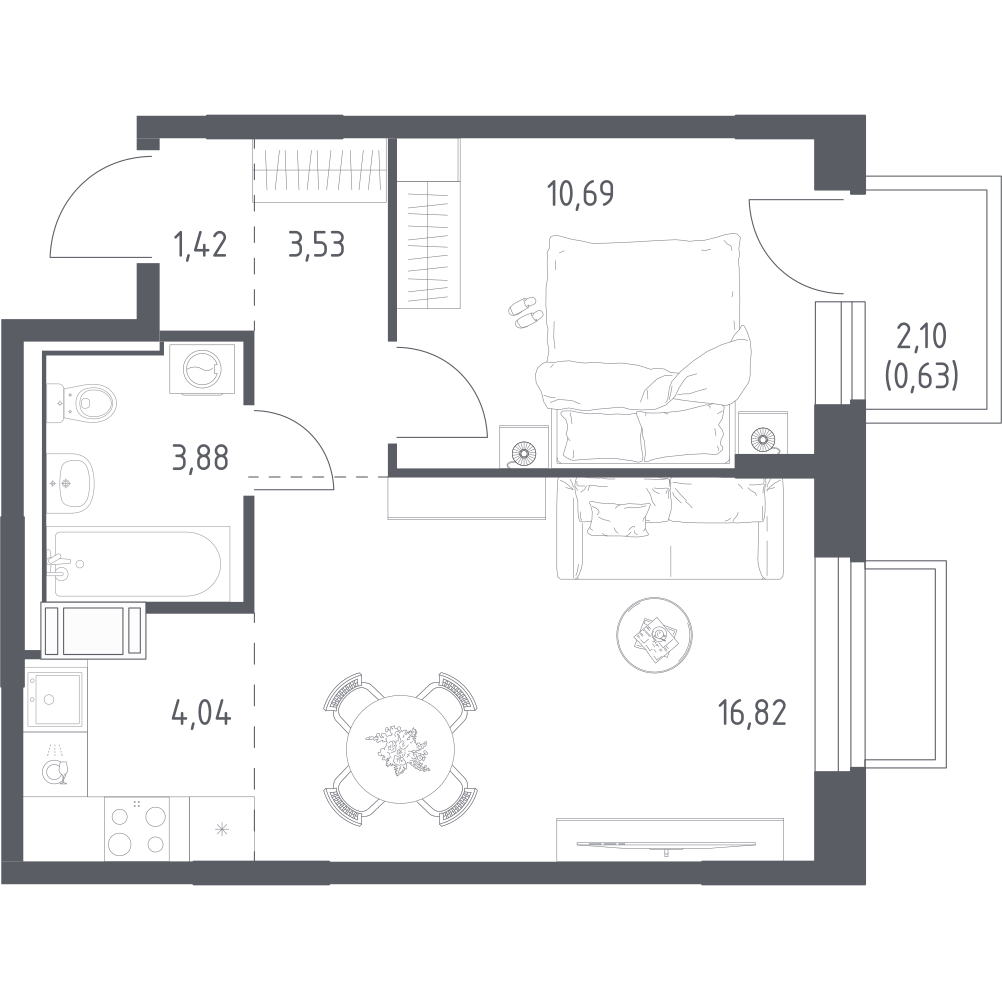 Студия 41 м2 в ЖК Томилино Парк корпус null этаж 14