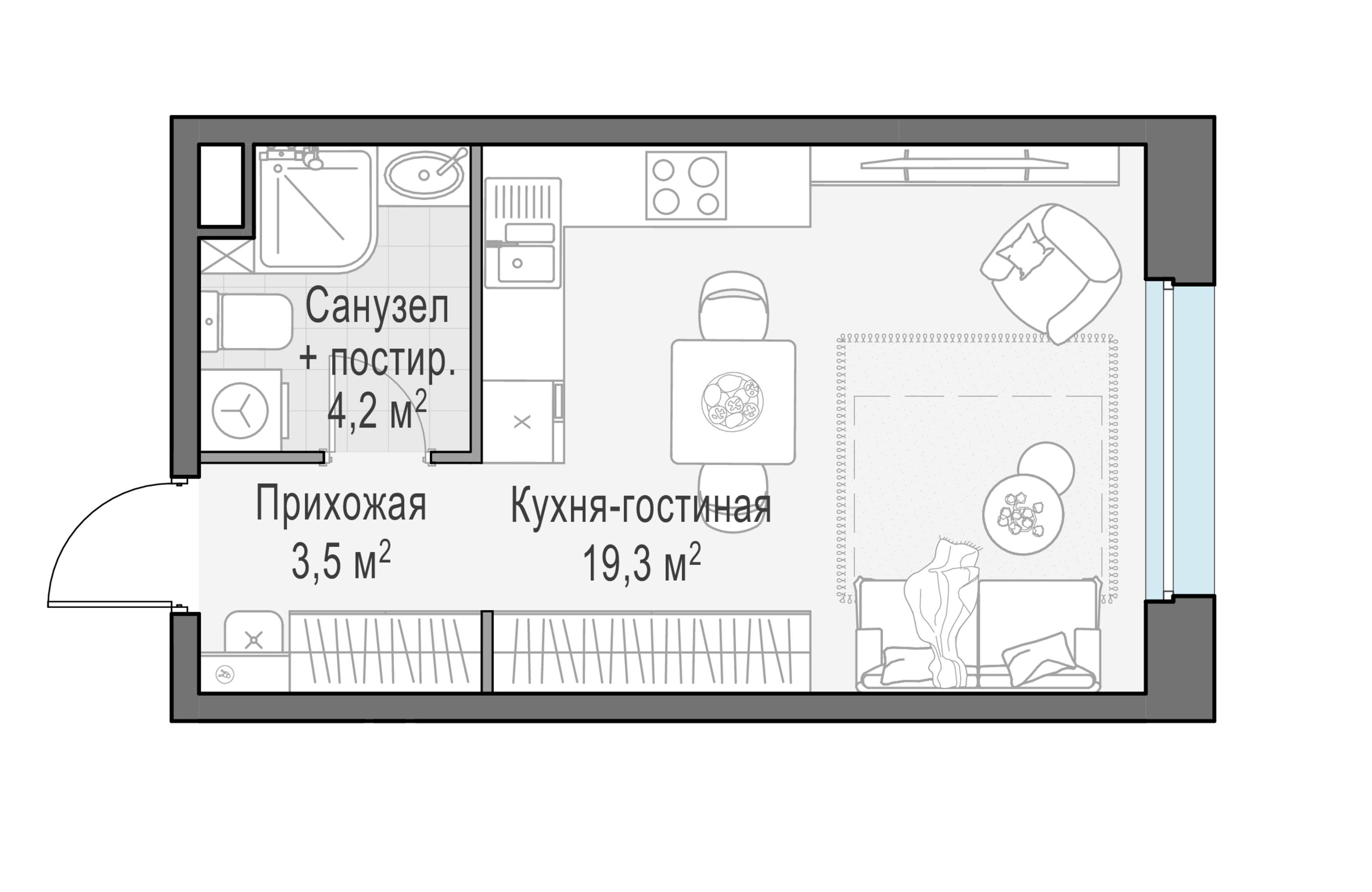 Студия 26 м2 в ЖК Жилые кварталы «Белый Град» корпус null этаж 2