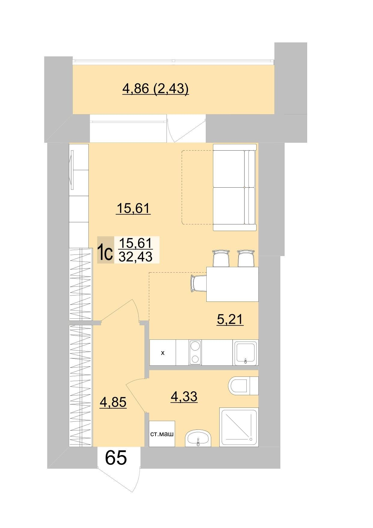 Студия 34 м2 в ЖК Философия Идеалистов на Театральной корпус null этаж 11
