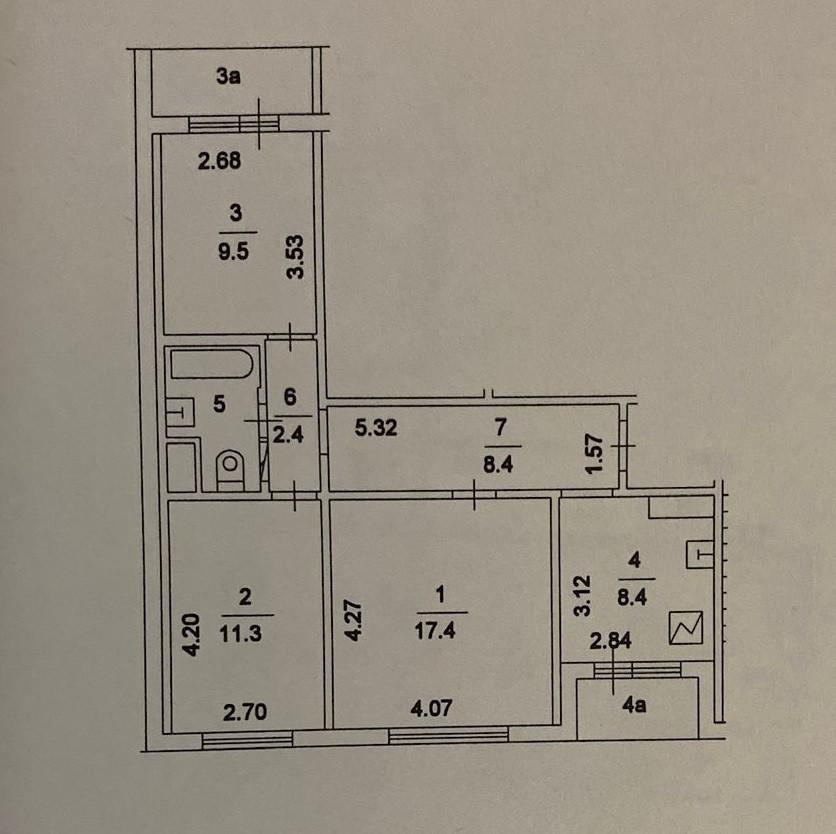 3-комнатная 61.1 м2 в ЖК undefined корпус null этаж 2