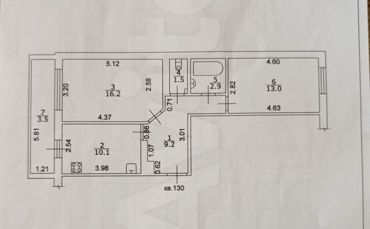 2-комнатная 56.4 м2 в ЖК undefined корпус null этаж 6
