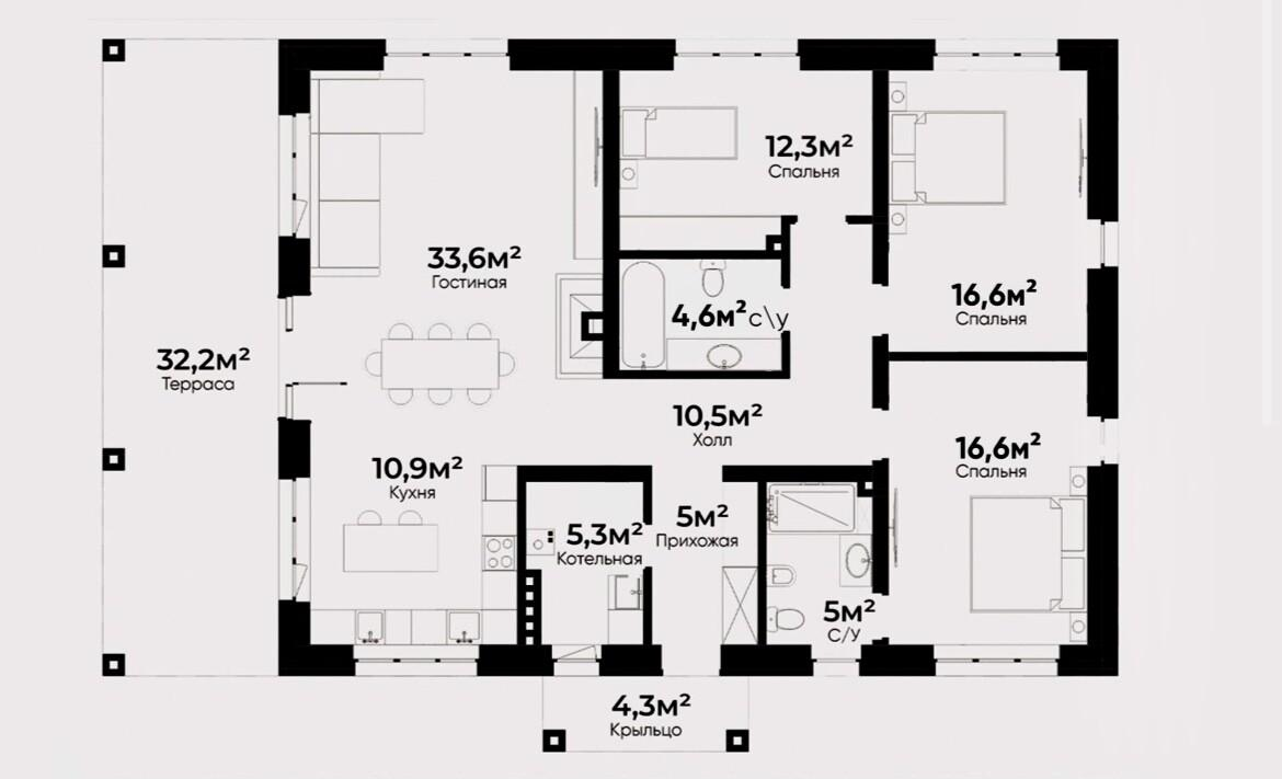 4-комнатная 159 м2 в ЖК undefined корпус null этаж null