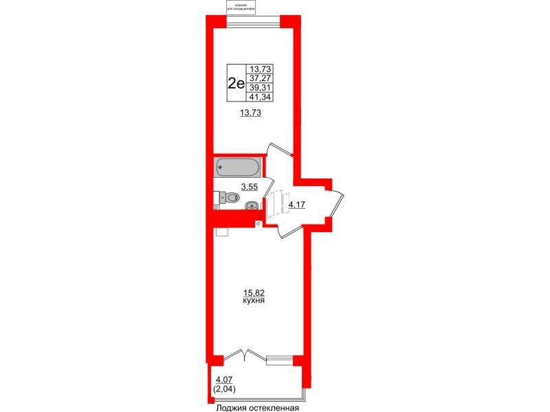 1-комнатная 39 м2 в ЖК Lake City-11 корпус null этаж 6