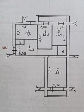 3-комнатная 79.6 м2 в ЖК undefined корпус null этаж 9