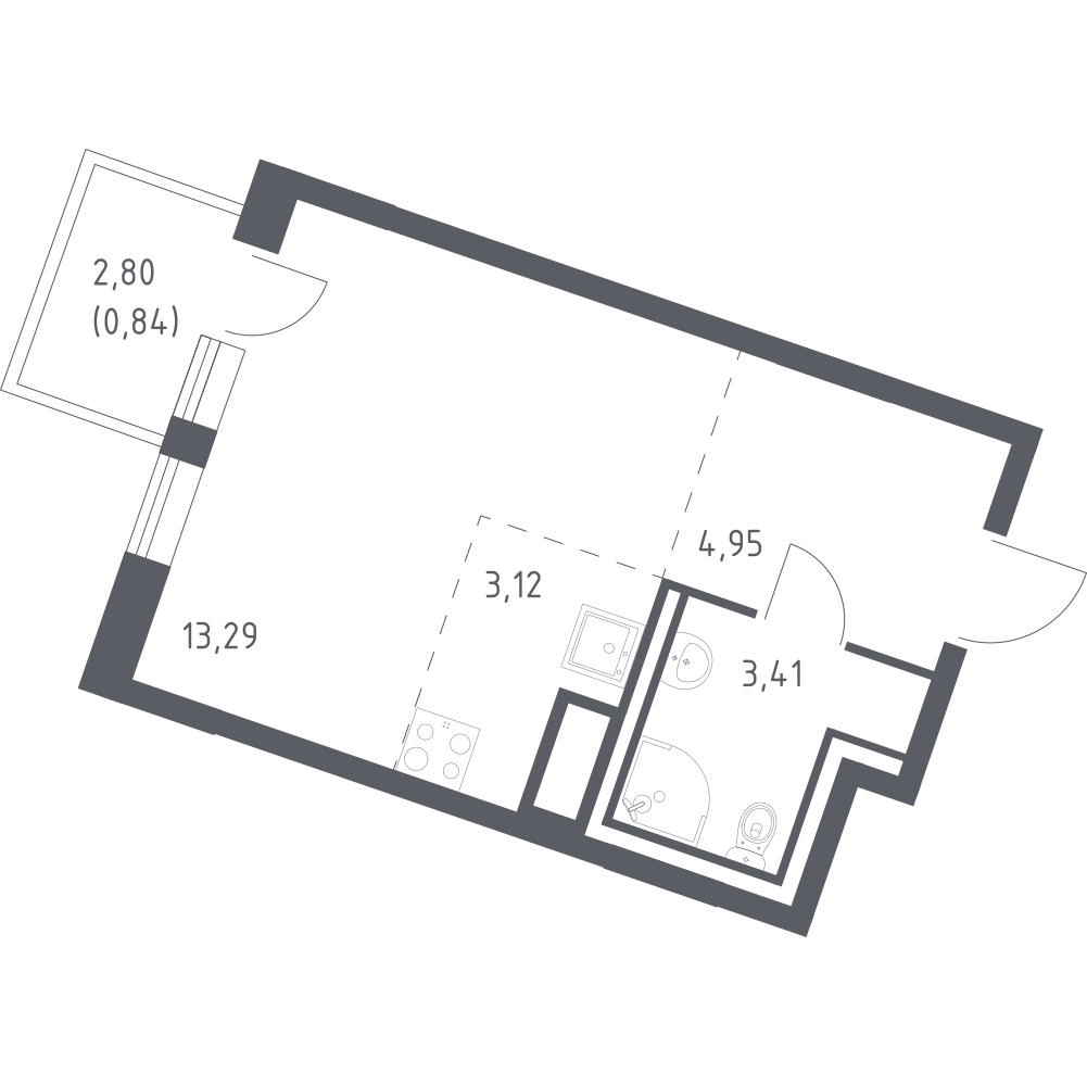 Студия 25 м2 в ЖК Квартал Лаголово корпус null этаж 3