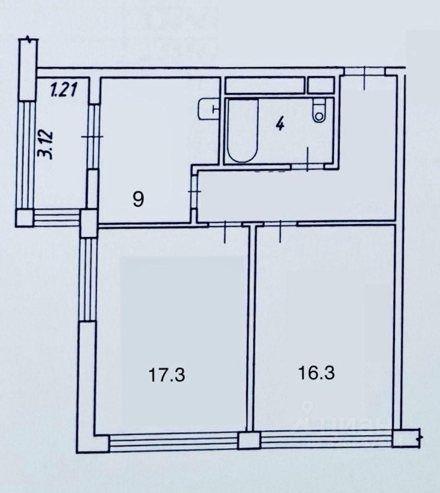 2-комнатная 57.4 м2 в ЖК undefined корпус null этаж 16