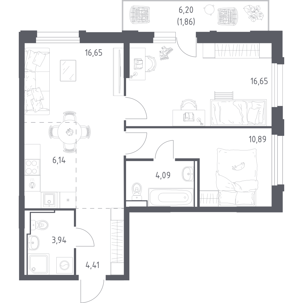 Студия 64 м2 в ЖК Рябиновая Роща корпус null этаж 3
