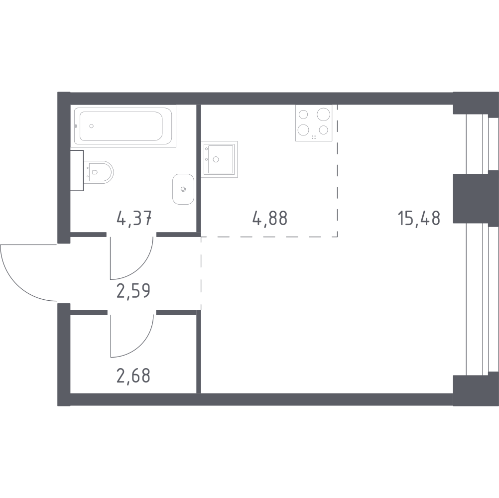 Студия 30 м2 в ЖК НОВА корпус null этаж 12