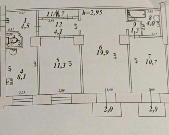 3-комнатная 66.7 м2 в ЖК undefined корпус null этаж 4
