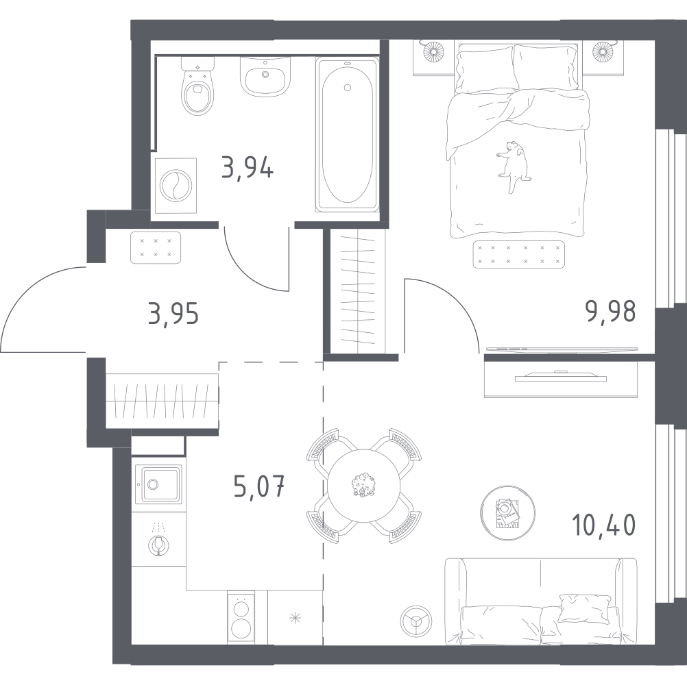 Студия 33 м2 в ЖК Донские Легенды корпус null этаж 6