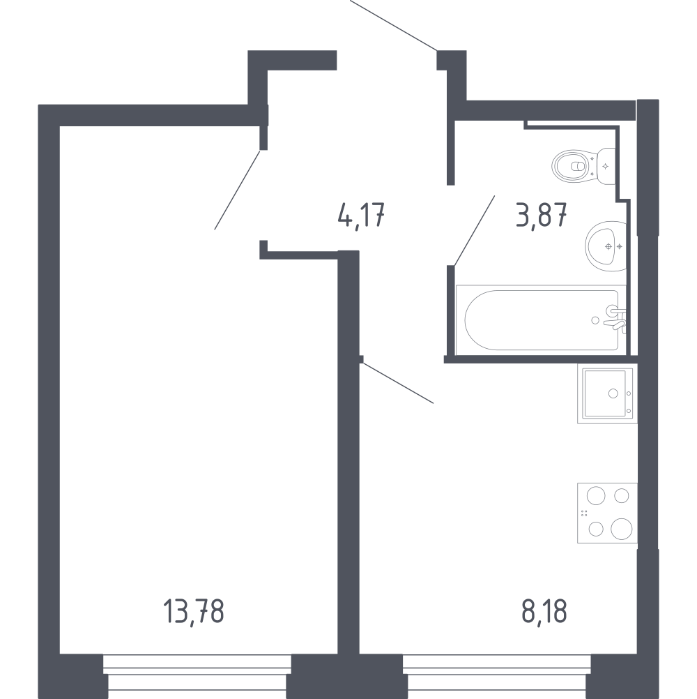 1-комнатная 30 м2 в ЖК Сердце Сахалина корпус null этаж 9