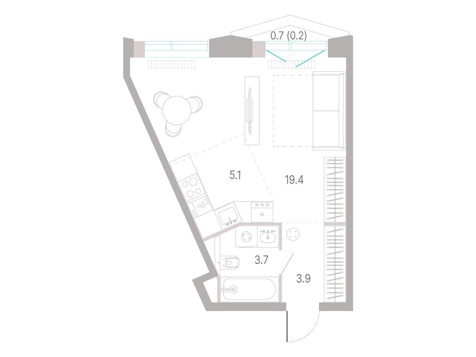 Студия 32 м2 в ЖК КОД Сокольники корпус null этаж 5
