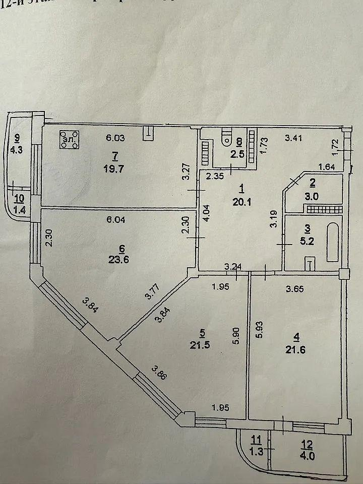 3-комнатная 120.5 м2 в ЖК undefined корпус null этаж 12