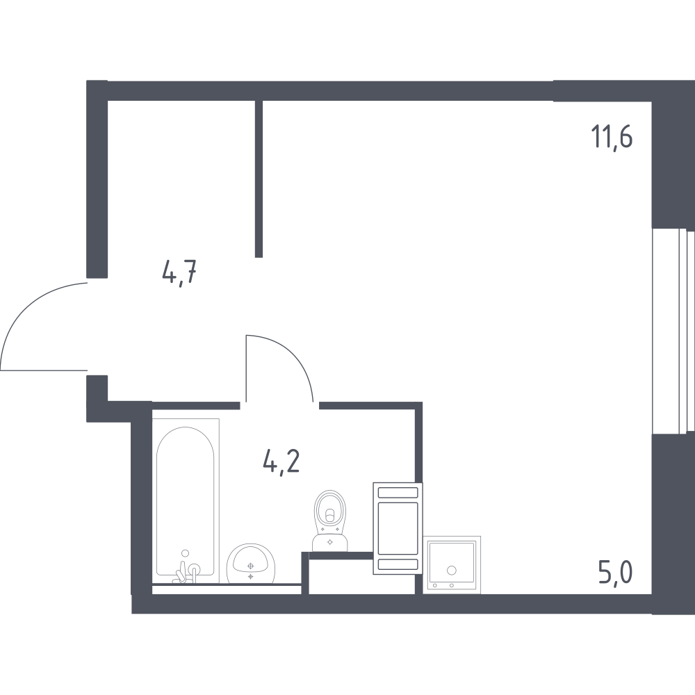 Студия 25 м2 в ЖК Цветочные поляны корпус null этаж 7