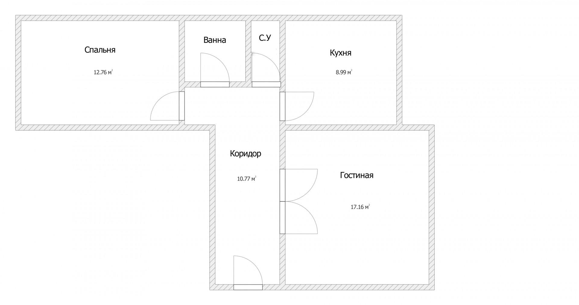 2-комнатная 54.6 м2 в ЖК undefined корпус null этаж 2